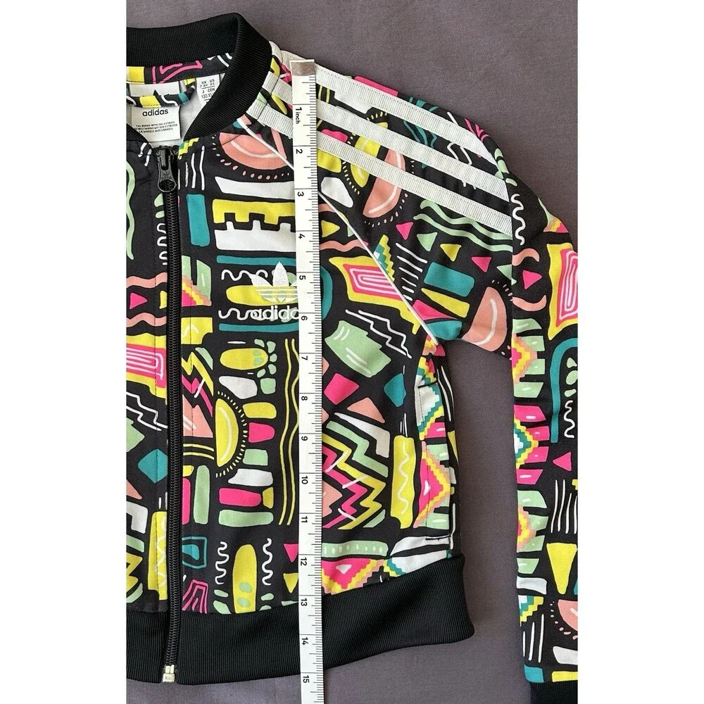 Adidas Girls XS Multicolor Geometric Full-Zip Track Jacket, Long Sleeve NWOT